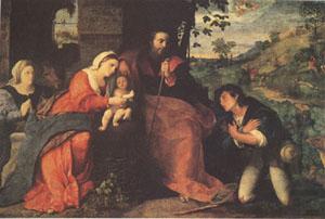 Palma Vecchio The Adoration of the Shepherds with a Donor (mk05) china oil painting image